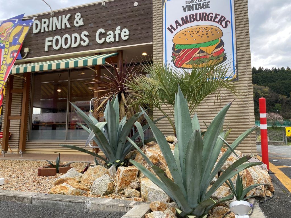店舗前のロックガーデン